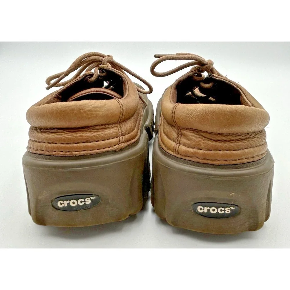 Crocs Axle All Terrain Leather Duck Islander Boat Shoes Brown 5M 7W